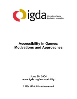 IGDA Game Accessibility White Paper