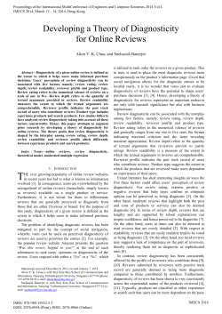 Developing a Theory of Diagnosticity for Online Reviews