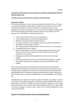 advanced course on the law of treaties &ndash; sources and interpretation