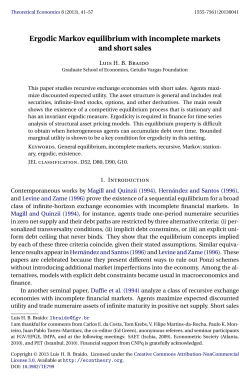 Ergodic Markov equilibrium with incomplete markets and short sales