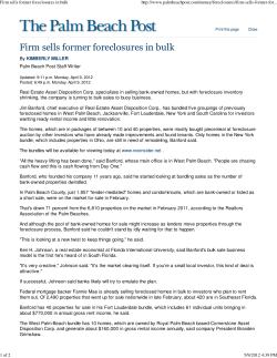 Firm sells former foreclosures in bulk