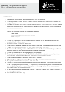 FNB/RMB Private Bank Credit Card Win a million eBucks competition