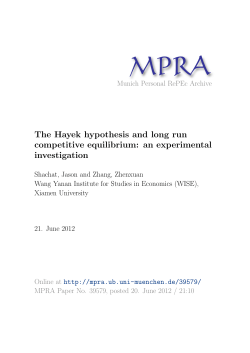The Hayek hypothesis and long run competitive equilibrium: an