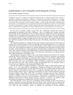 Institutionalization, Coercive Isomorphism, and the Homogeneity of