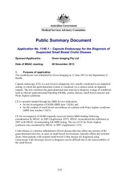 Capsule Endoscopy for the Diagnosis of Suspected Small Bowel