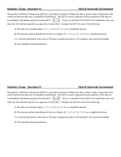 Statistics Team: Question #7 March Statewide Invitational