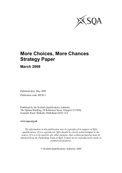 Choices, More Chances Strategy Paper
