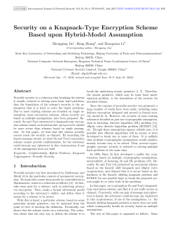 Security on a Knapsack-Type Encryption Scheme Based upon