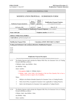 Modification Proposal - Single Electricity Market Operator