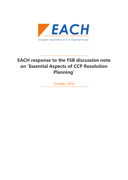 EACH response to the FSB discussion note on `Essential Aspects of