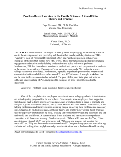 Problem-Based Learning in the Family Sciences: A Good Fit in