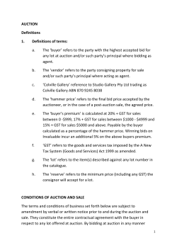 AUCTION Definitions 1. Definitions of terms: a. The `buyer` refers to