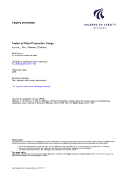 Aalborg Universitet Review of Value Proposition Design Kyhnau