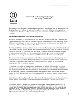 B Lab Framework_For Evaluating Tax Strategies for