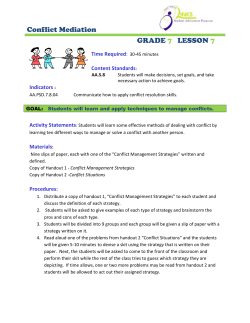 Conflict Mediation GRADE 7 LESSON 7 Conflict Mediation GRADE