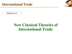 New Classical Theories of International Trade International Trade