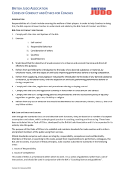 Coaches Codes of Conduct and Ethics