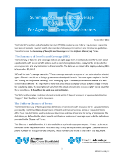 Summary of Benefits and Coverage Fact Sheet For Agents and