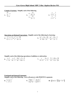 HPC 2 Day Alg Rev WS