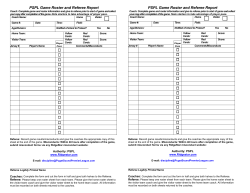 PSPL Game Roster and Referee Report PSPL Game Roster and