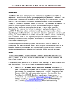 2016 MDOT HMA ROUND ROBIN PROGRAM ANNOUNCEMENT