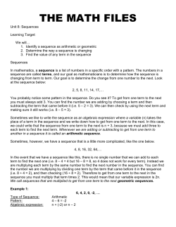 Unit 8: Sequences and Inequalities
