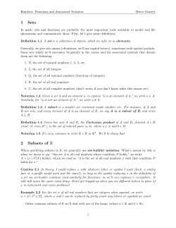 1 Sets 2 Subsets of R