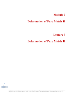 Module 9 Deformation of Pure Metals II Lecture 9