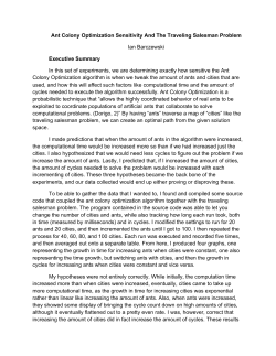 Ant Colony Optimization Sensitivity And The Traveling Salesman
