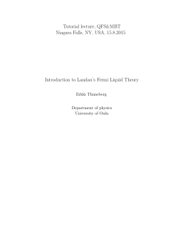 Introduction to Landau`s Fermi Liquid Theory