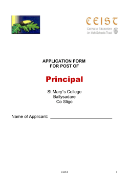 Application Form - St. Mary`s College, Ballysadare, Co. Sligo