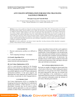 ant colony optimization for solving traveling salesman problem
