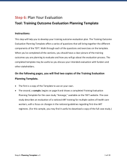 Training Outcome Evaluation Planning Template - I-Tech