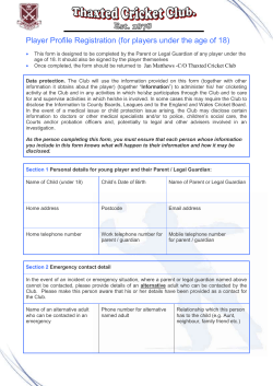 Player Profile Form Template