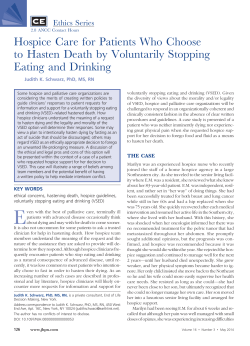 Hospice Care for Patients Who Choose to Hasten Death by