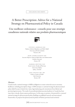 A Better Prescription: Advice for a National Strategy on
