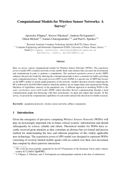 Computational Models for Wireless Sensor Networks: A Survey⋆
