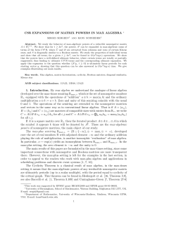 CSR EXPANSIONS OF MATRIX POWERS IN MAX ALGEBRA &lowast; 1