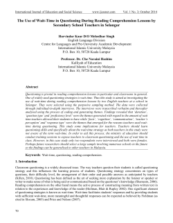 The Use of Wait-Time in Questioning During Reading