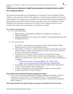 Traffic Rules for Admissions: AAMC Recommendations for Medical