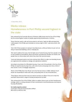 Media release Homelessness in Port Phillip second highest in the