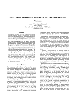 Social Learning, Environmental Adversity and the