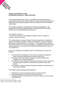 CNWL Employability Statement for Higher Education Studies