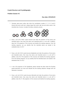 Crystal Structure and Crystallography Problem Session #2 Due date