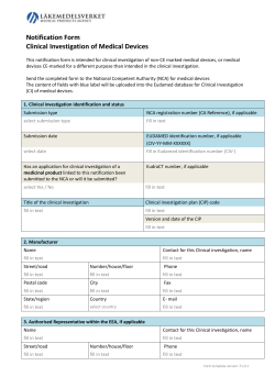 Notification form Clinical investigation of medical devices