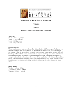 Problems in Real Estate Valuation FIN 6242