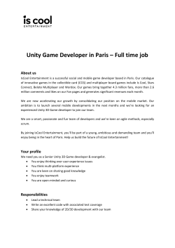 Unity Game Developer in Paris &ndash; Full time job