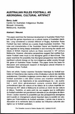 australian rules football as aboriginal cultural artifact