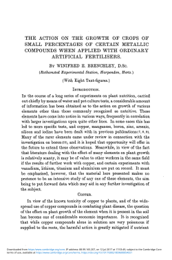 The Action on the Growth of Crops of small Percentages of Certain