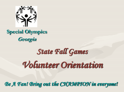 State Fall Games Volunteer Orientation